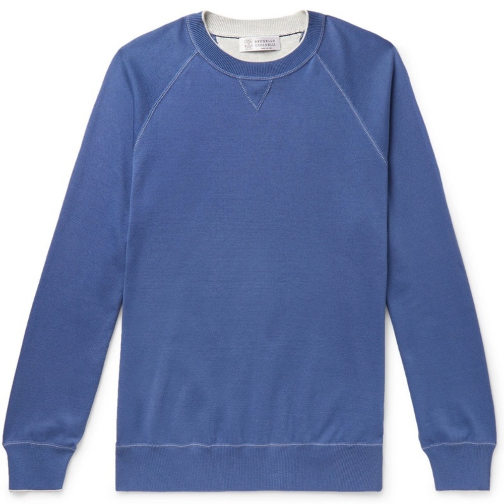 Brunello Cucinelli Contrast-Tipped Cotton-Jersey Sweatshirt